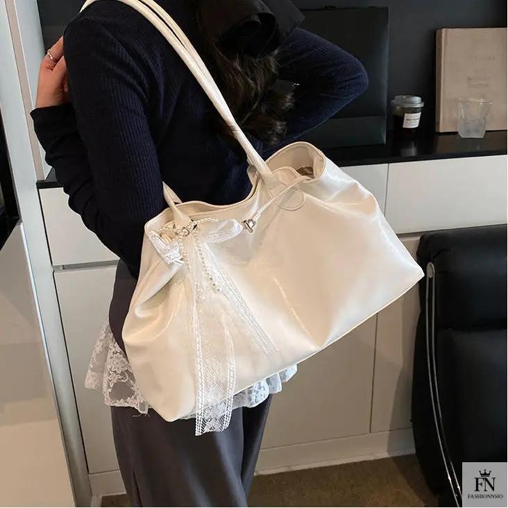 Lace Bow Large Tote Bags - Fashionnsio