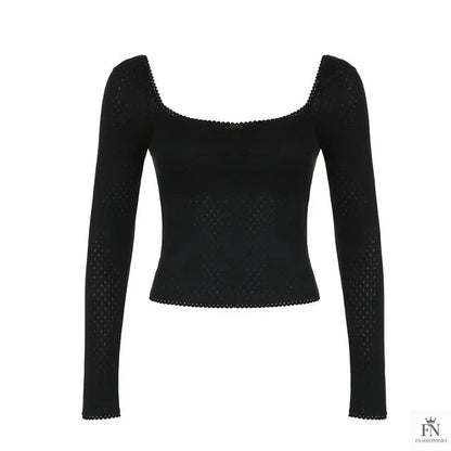 Lace Bow Long Sleeve Top - Fashionnsio