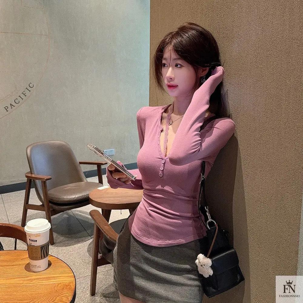 Lace Button Halter Tops - Fashionnsio