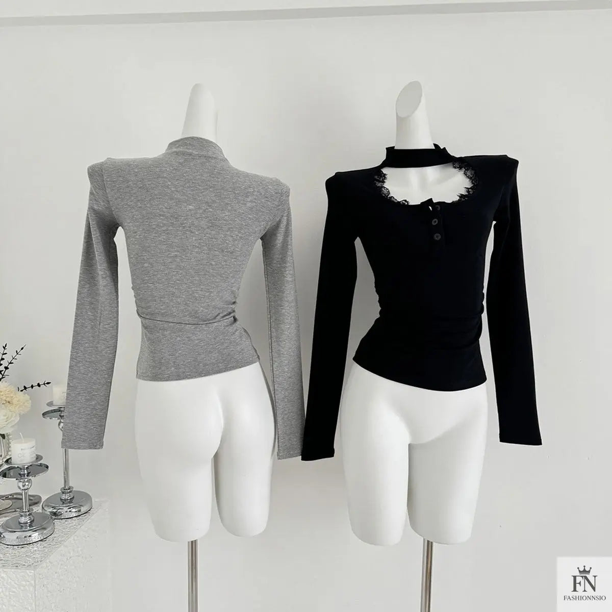 Lace Choker Neck Y2K Top - Fashionnsio