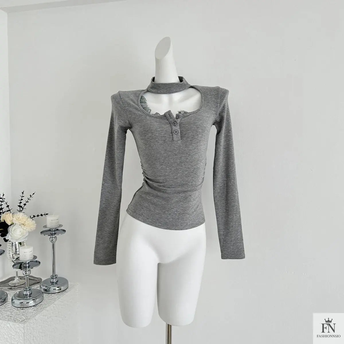 Lace Choker Neck Y2K Top - Fashionnsio