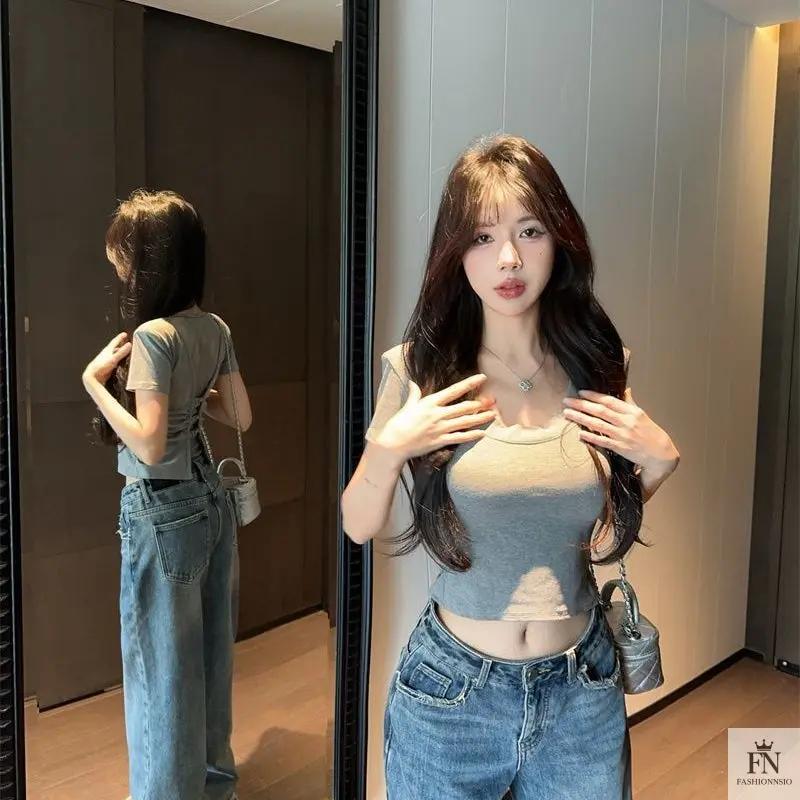 Lace Mesh Crop Tops - Fashionnsio