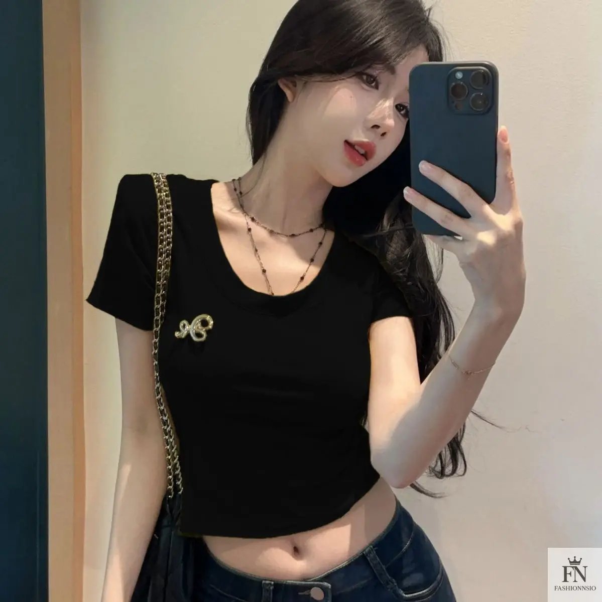 Lace Mesh Crop Tops - Fashionnsio