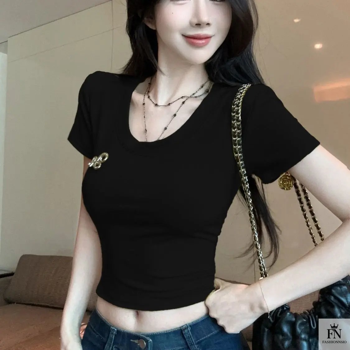 Lace Mesh Crop Tops - Fashionnsio