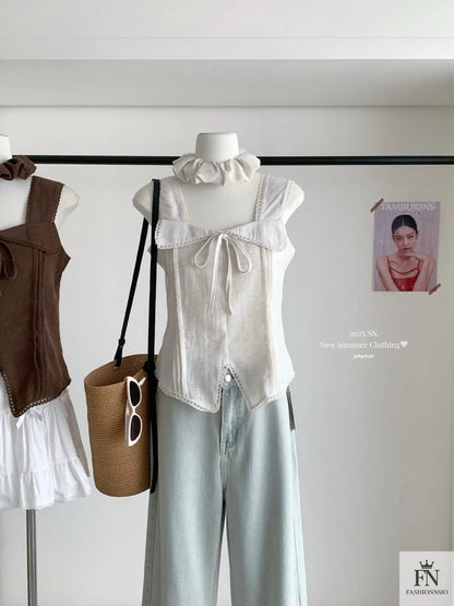 Ruffle Lace Korean Top - Fashionnsio