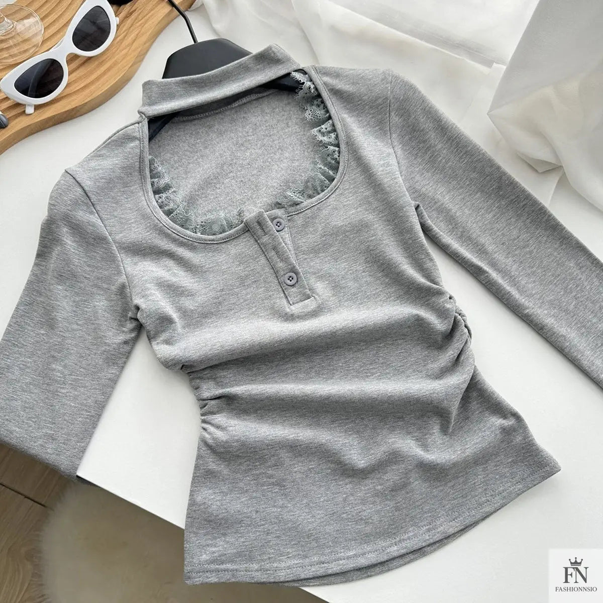 Lace Choker Neck Y2K Top - Fashionnsio