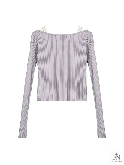 Lace Two Piece Ribbed Knit Top - Fashionnsio