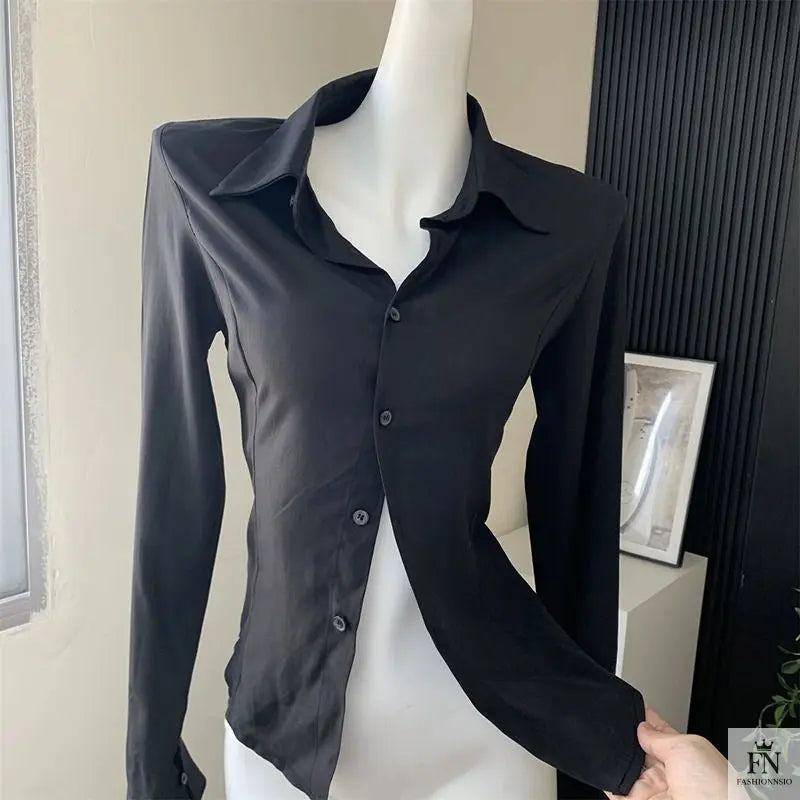 Lantern Sleeve Lace Up Fitted Shirt - Fashionnsio