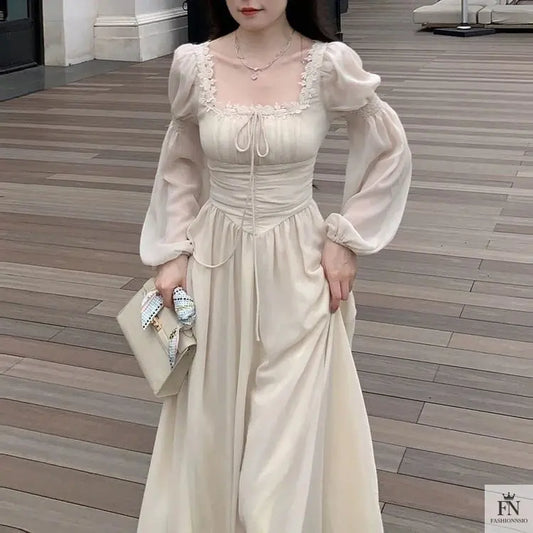 Lantern Sleeve Maxi Princess Dress - Fashionnsio