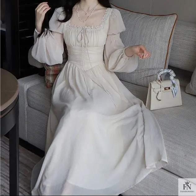 Lantern Sleeve Maxi Princess Dress - Fashionnsio