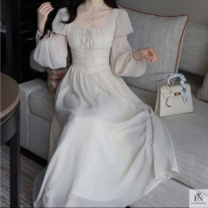 Lantern Sleeve Maxi Princess Dress - Fashionnsio