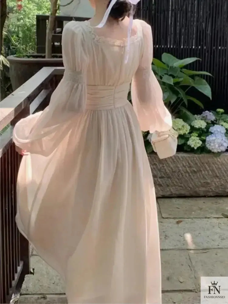 Lantern Sleeve Maxi Princess Dress - Fashionnsio