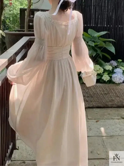 Lantern Sleeve Maxi Princess Dress - Fashionnsio