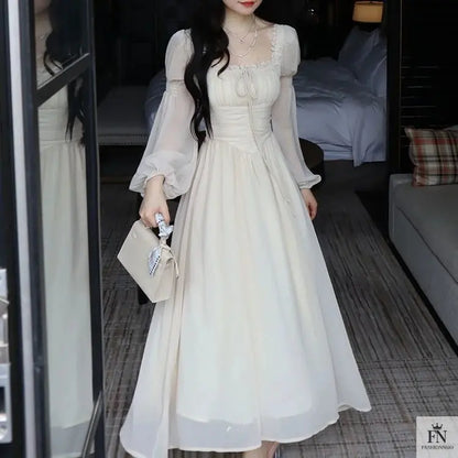 Lantern Sleeve Maxi Princess Dress - Fashionnsio