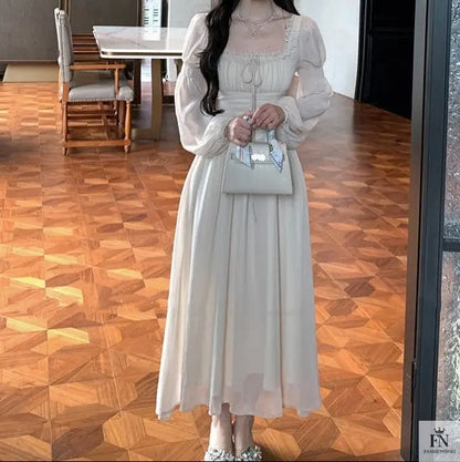 Lantern Sleeve Maxi Princess Dress - Fashionnsio