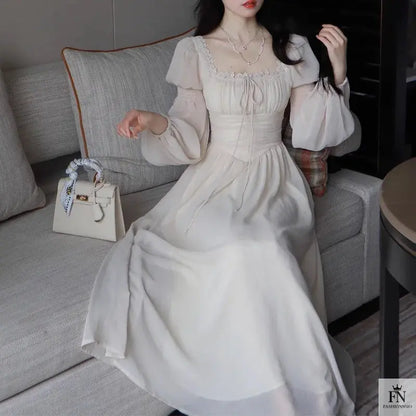 Lantern Sleeve Maxi Princess Dress - Fashionnsio