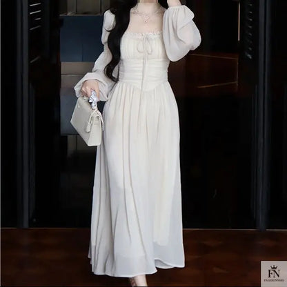 Lantern Sleeve Maxi Princess Dress - Fashionnsio