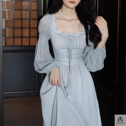 Lantern Sleeve Maxi Princess Dress - Fashionnsio