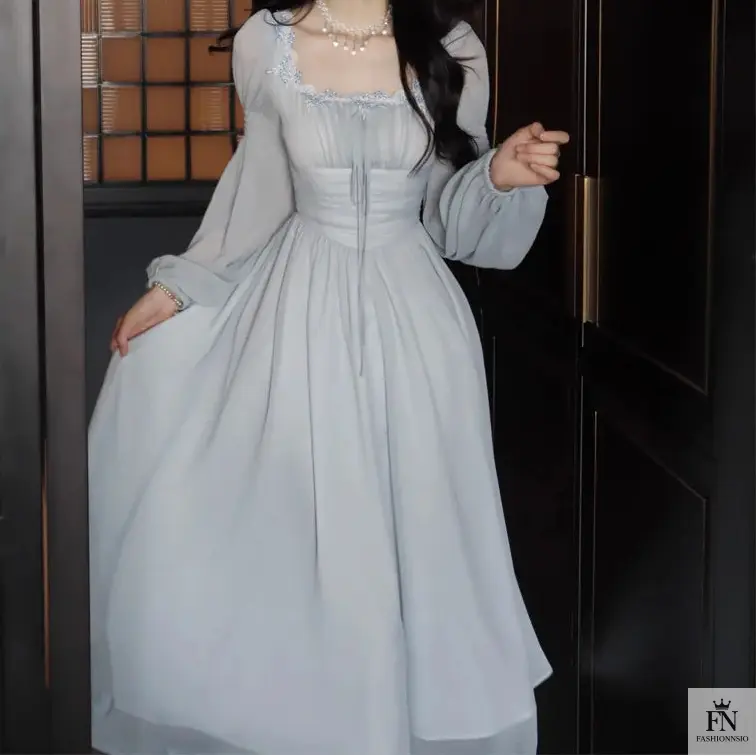 Lantern Sleeve Maxi Princess Dress - Fashionnsio