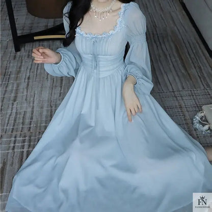 Lantern Sleeve Maxi Princess Dress - Fashionnsio