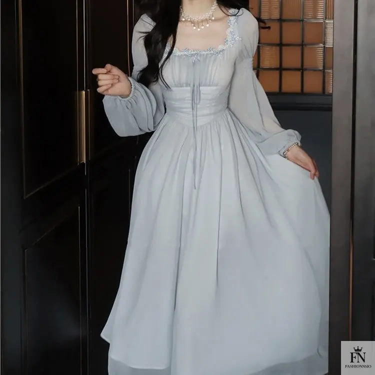 Lantern Sleeve Maxi Princess Dress - Fashionnsio