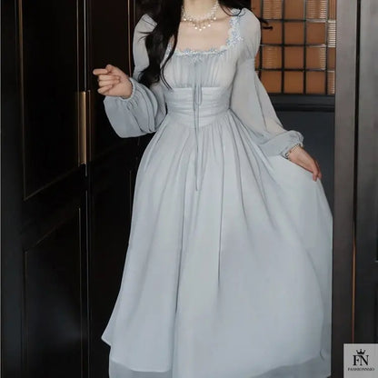 Lantern Sleeve Maxi Princess Dress - Fashionnsio