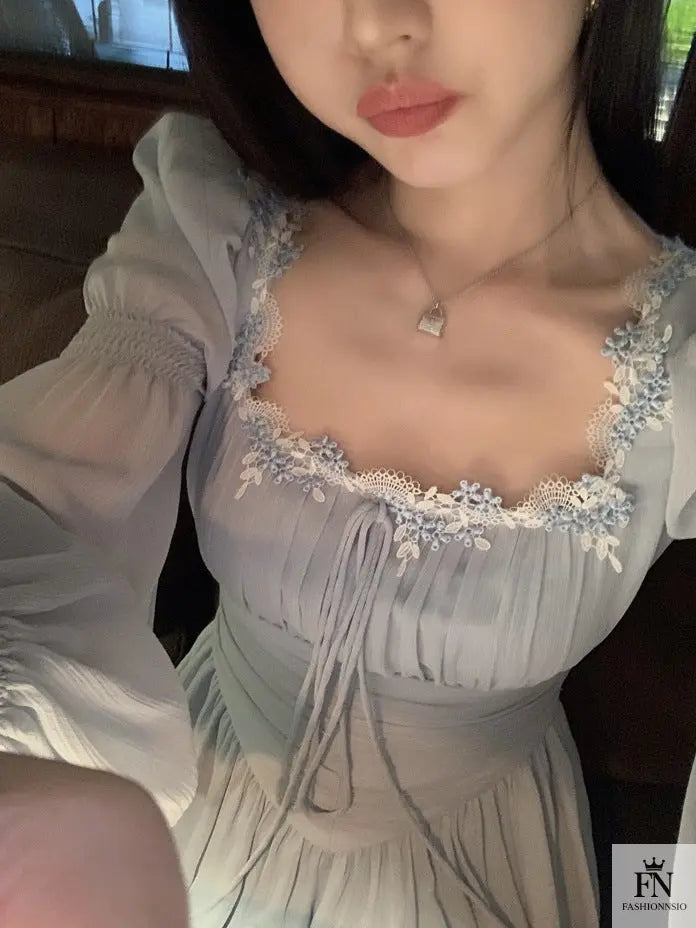 Lantern Sleeve Maxi Princess Dress - Fashionnsio