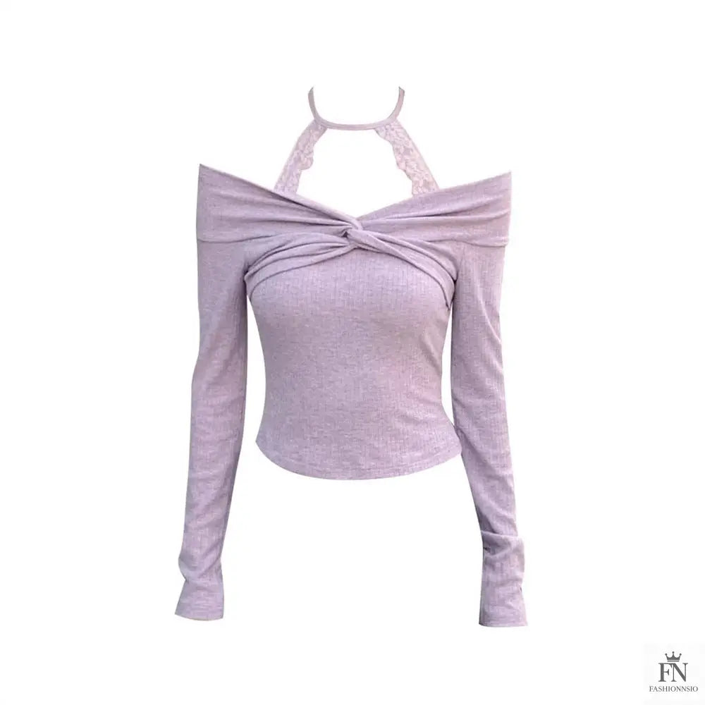 Long Sleeve Off Shoulder Y2K Top - Fashionnsio