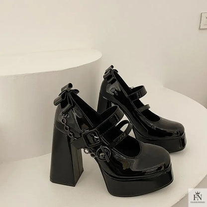 Mary Jane Buckle Platform Chunky Heels - Fashionnsio