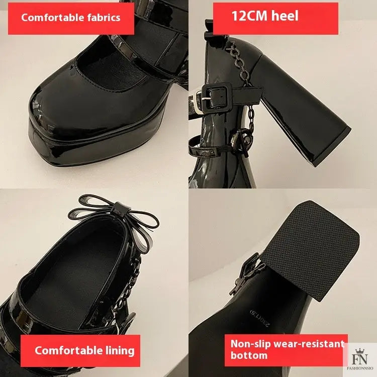 Mary Jane Buckle Platform Chunky Heels - Fashionnsio