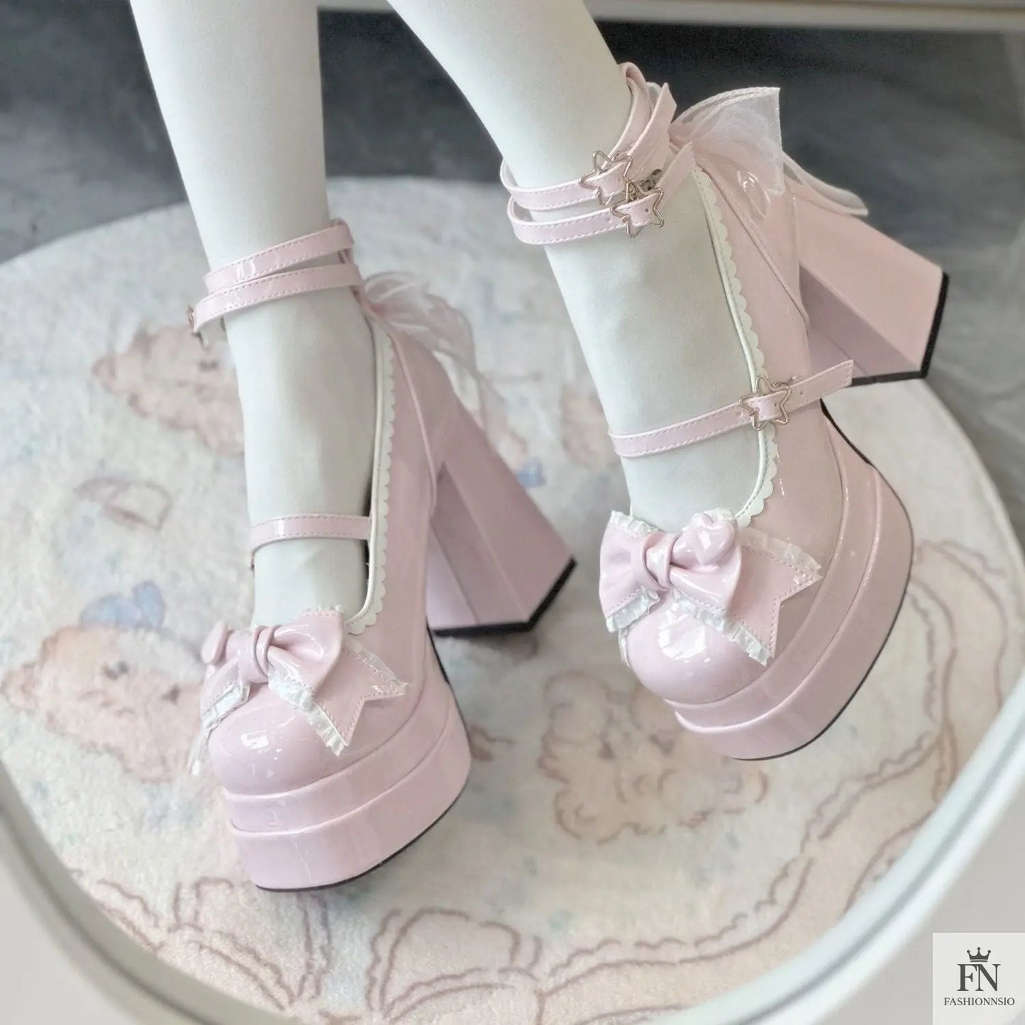 Mary Jane Cute Bow Block Heels - Fashionnsio