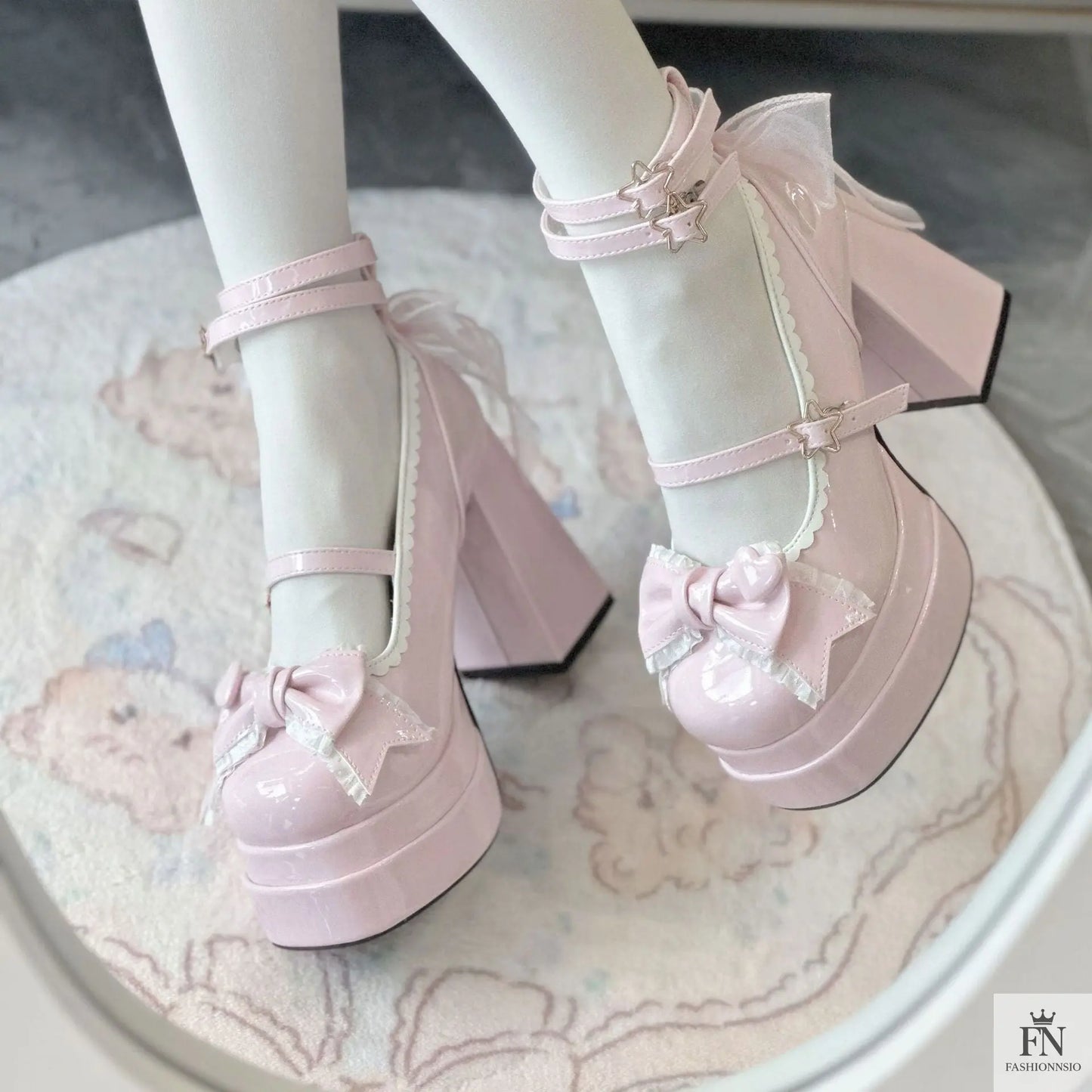 Mary Jane Cute Bow Block Heels - Fashionnsio