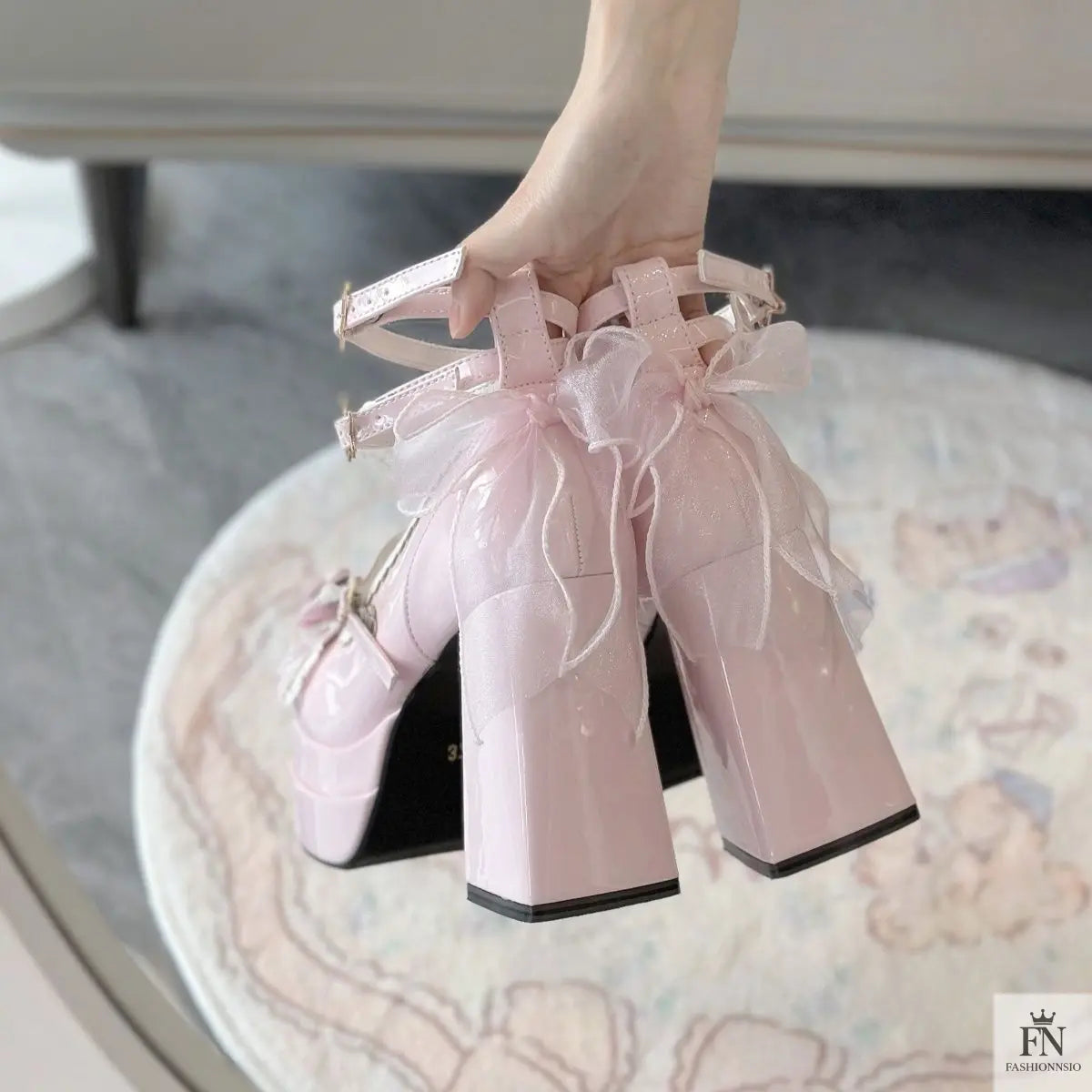 Mary Jane Cute Bow Block Heels - Fashionnsio