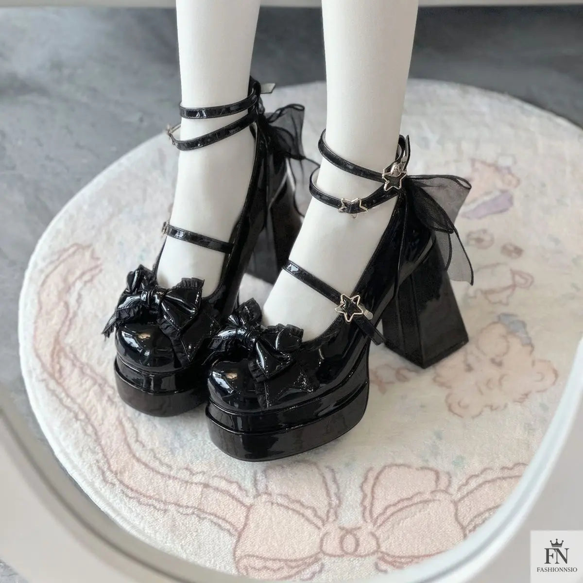 Mary Jane Cute Bow Block Heels - Fashionnsio