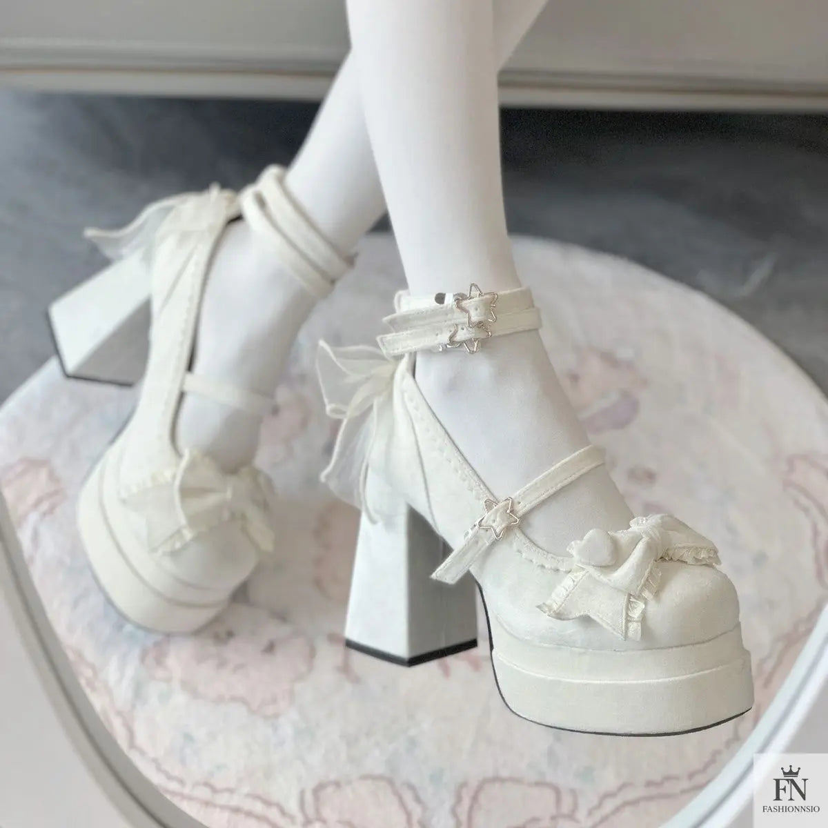 Mary Jane Cute Bow Block Heels - Fashionnsio
