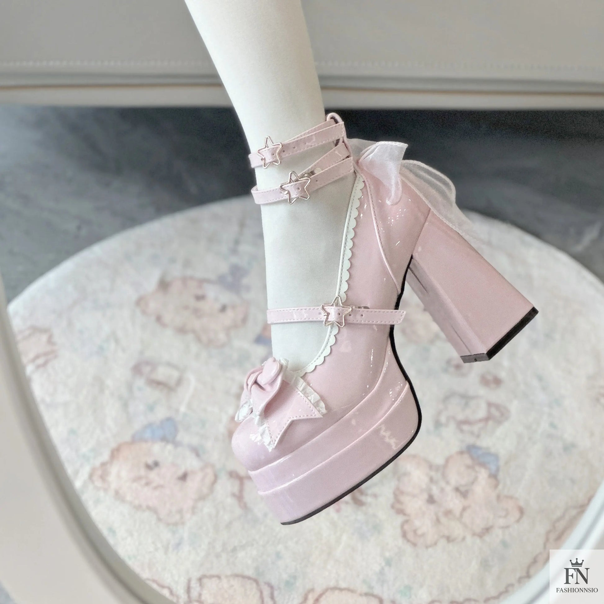 Mary Jane Cute Bow Block Heels - Fashionnsio