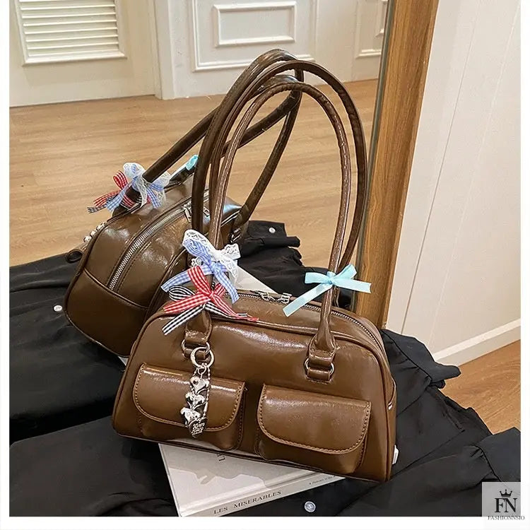 Multi Bows Heart Pillow Shoulder Bag - Fashionnsio