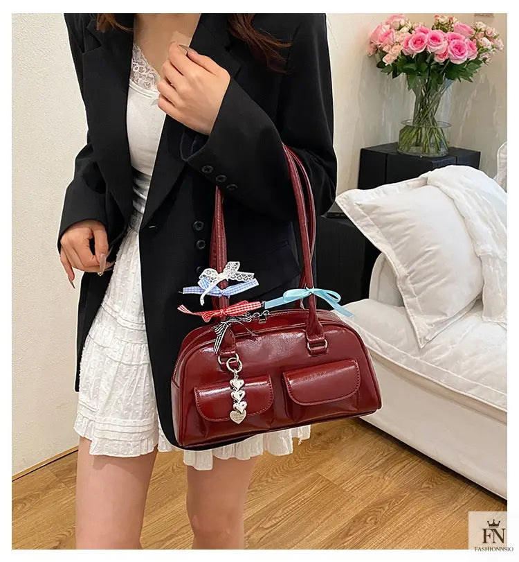 Multi Bows Heart Pillow Shoulder Bag - Fashionnsio