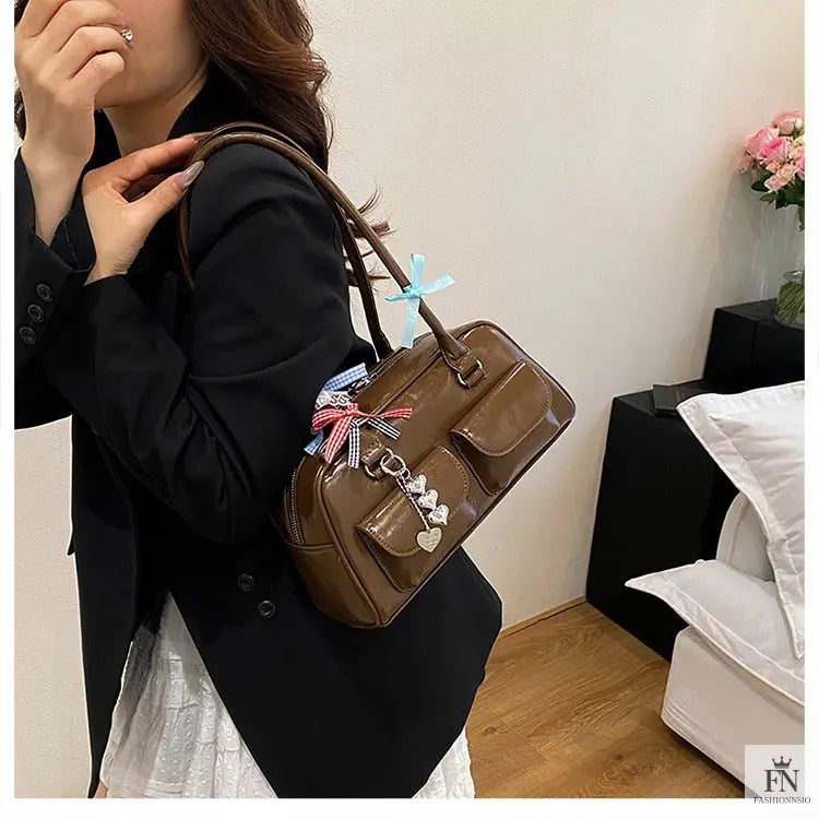 Multi Bows Heart Pillow Shoulder Bag - Fashionnsio