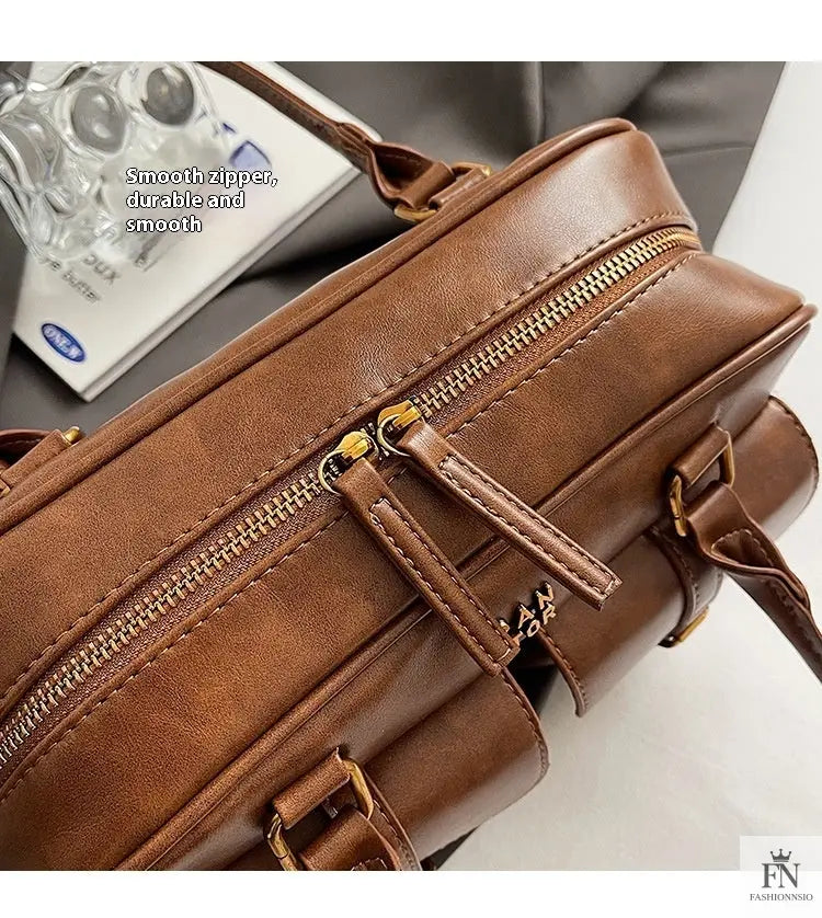 Multi Pocket Glossy Vintage Shoulder Bags - Fashionnsio