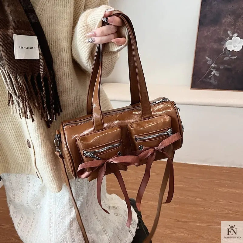 Multi-pocket Ribbon Bow Shoulder Bags - Fashionnsio