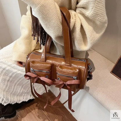 Multi-pocket Ribbon Bow Shoulder Bags - Fashionnsio