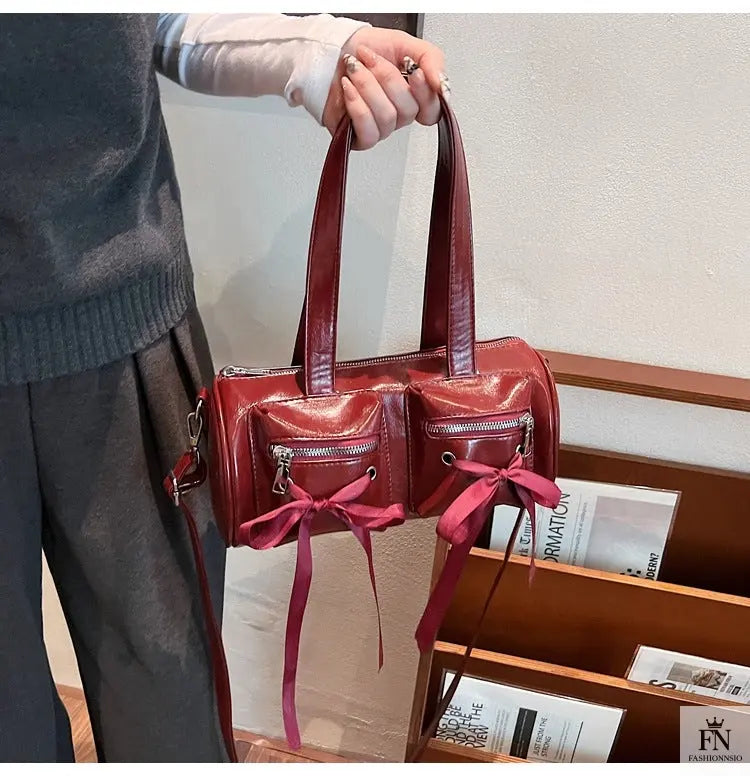 Multi-pocket Ribbon Bow Shoulder Bags - Fashionnsio