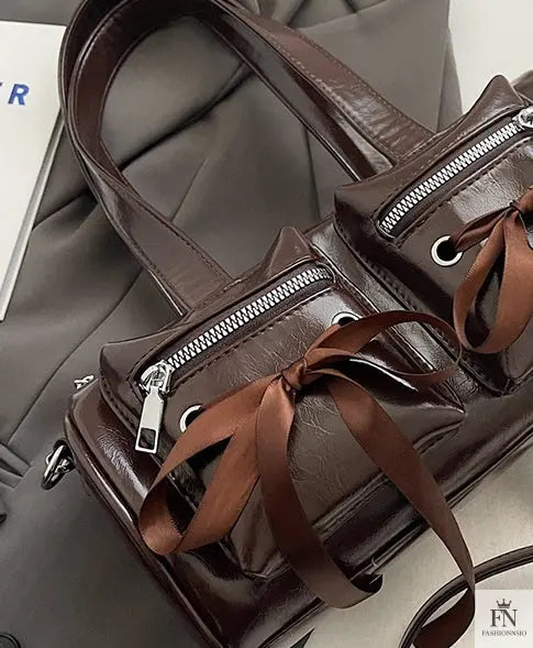Multi-pocket Ribbon Bow Shoulder Bags - Fashionnsio