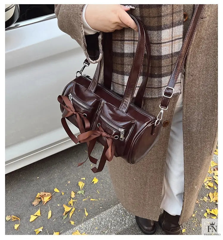 Multi-pocket Ribbon Bow Shoulder Bags - Fashionnsio