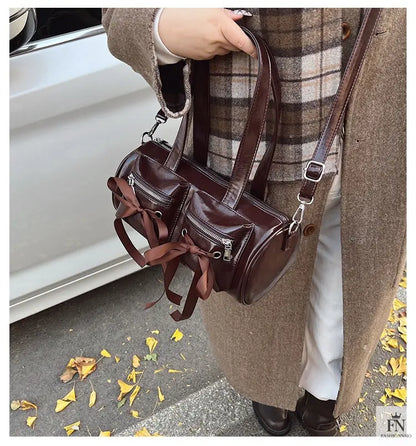 Multi-pocket Ribbon Bow Shoulder Bags - Fashionnsio