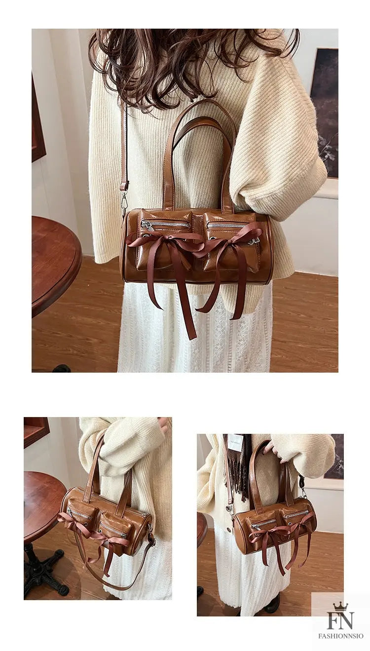 Multi-pocket Ribbon Bow Shoulder Bags - Fashionnsio