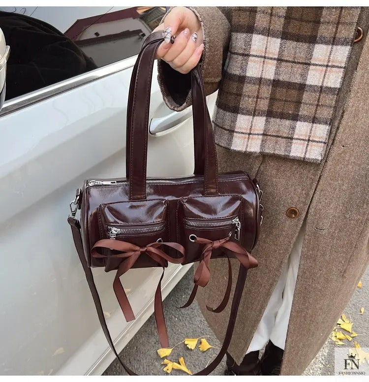 Multi-pocket Ribbon Bow Shoulder Bags - Fashionnsio