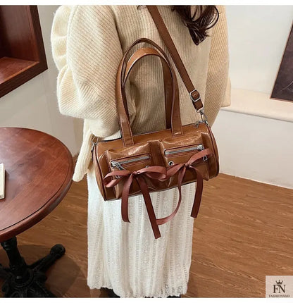 Multi-pocket Ribbon Bow Shoulder Bags - Fashionnsio