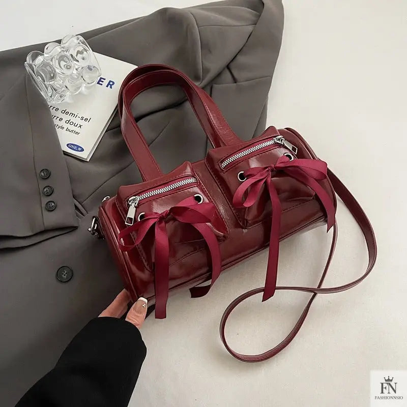 Multi-pocket Ribbon Bow Shoulder Bags - Fashionnsio